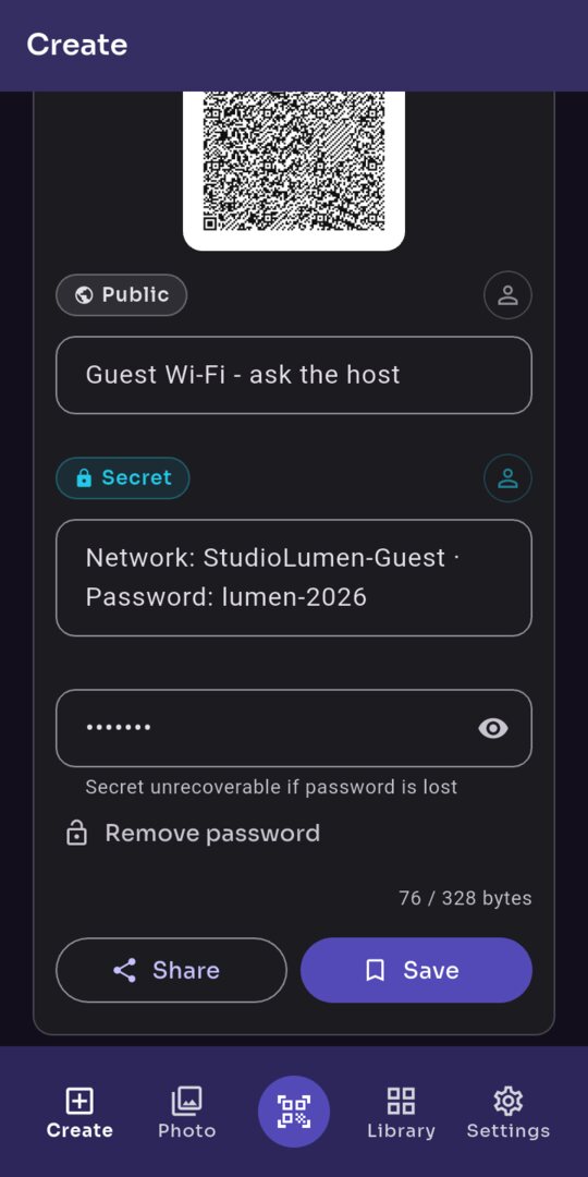 Create, with public text, a secret and a password